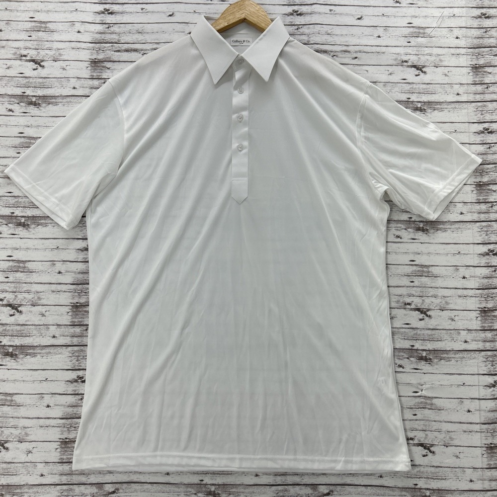 Collars and Co. Dress Collar Polo Shirt Mens XLT Solid White Work Performance